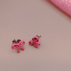 Pink Bow Kids Earrings